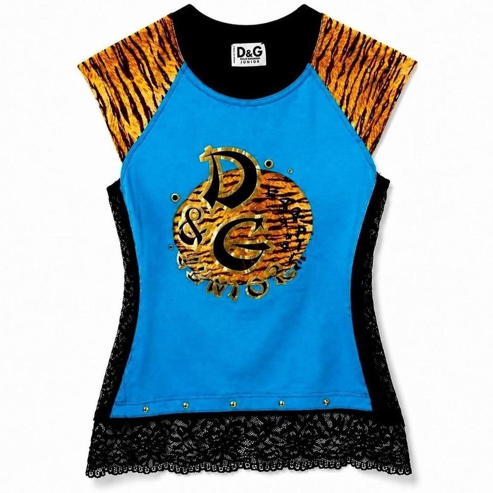 Dolce Gabbana Vintage Baby Tee Leopard Print